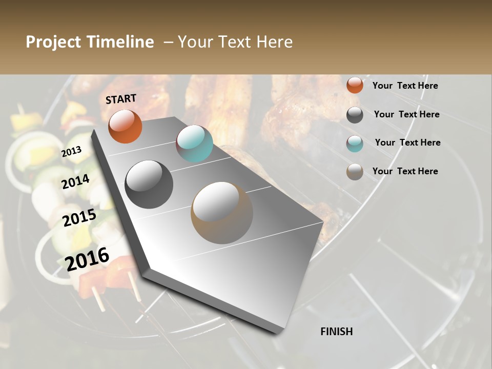 A Bbq Grill With Meat And Vegetables On It PowerPoint Template