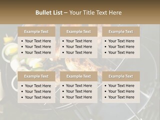 A Bbq Grill With Meat And Vegetables On It PowerPoint Template