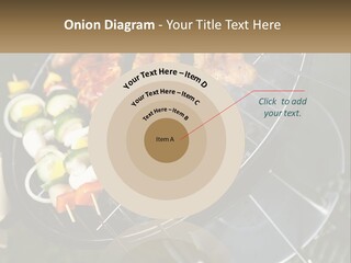 A Bbq Grill With Meat And Vegetables On It PowerPoint Template