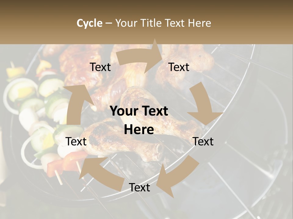 A Bbq Grill With Meat And Vegetables On It PowerPoint Template