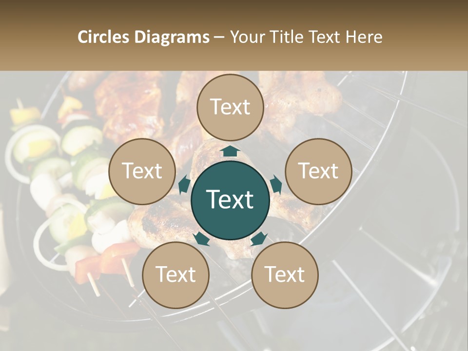 A Bbq Grill With Meat And Vegetables On It PowerPoint Template