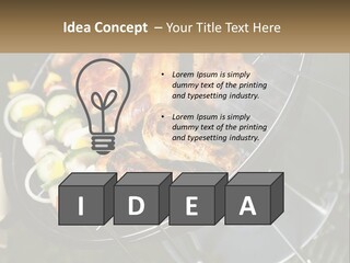 A Bbq Grill With Meat And Vegetables On It PowerPoint Template