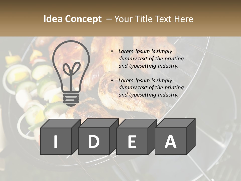 A Bbq Grill With Meat And Vegetables On It PowerPoint Template