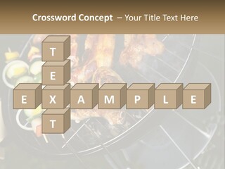 A Bbq Grill With Meat And Vegetables On It PowerPoint Template