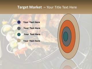 A Bbq Grill With Meat And Vegetables On It PowerPoint Template