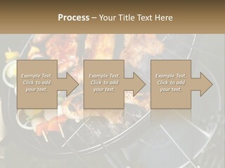 A Bbq Grill With Meat And Vegetables On It PowerPoint Template