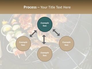 A Bbq Grill With Meat And Vegetables On It PowerPoint Template