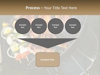 A Bbq Grill With Meat And Vegetables On It PowerPoint Template