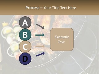 A Bbq Grill With Meat And Vegetables On It PowerPoint Template