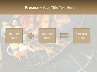A Bbq Grill With Meat And Vegetables On It PowerPoint Template