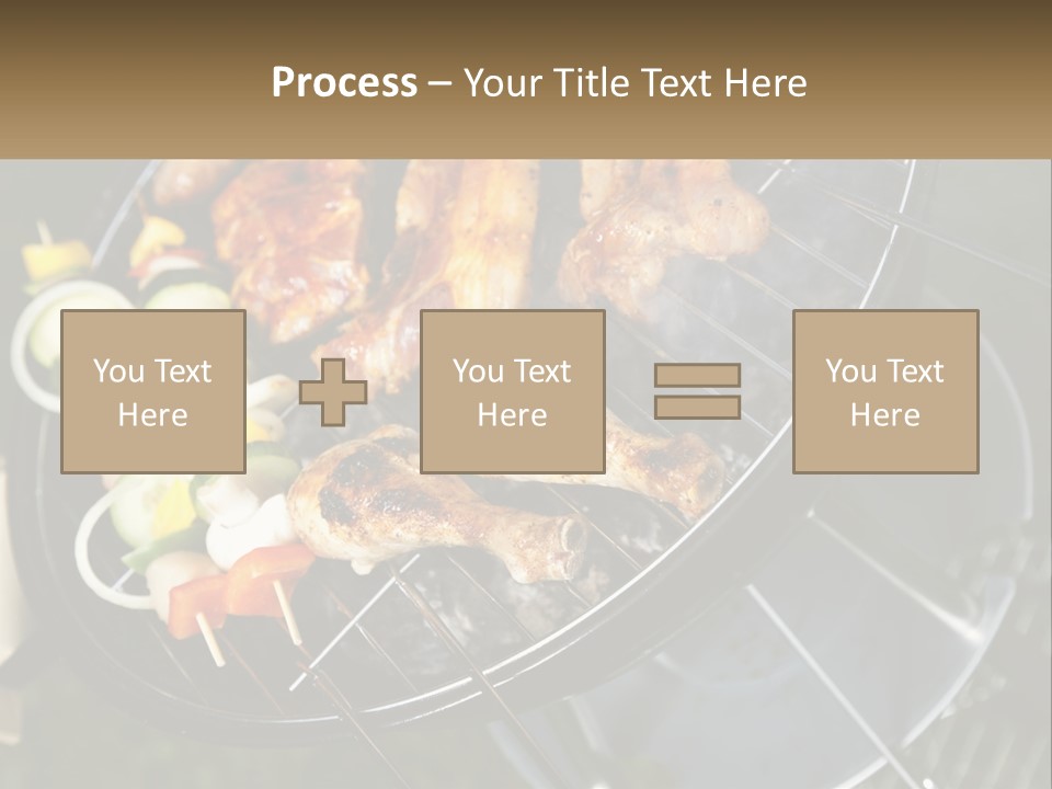 A Bbq Grill With Meat And Vegetables On It PowerPoint Template