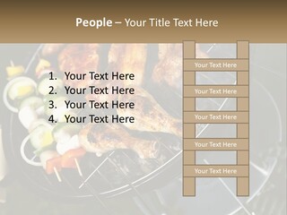 A Bbq Grill With Meat And Vegetables On It PowerPoint Template