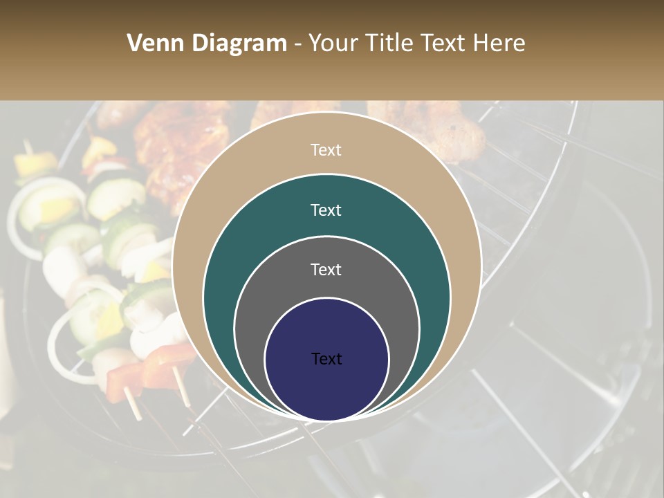 A Bbq Grill With Meat And Vegetables On It PowerPoint Template