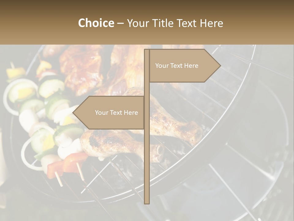A Bbq Grill With Meat And Vegetables On It PowerPoint Template