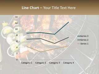 A Bbq Grill With Meat And Vegetables On It PowerPoint Template