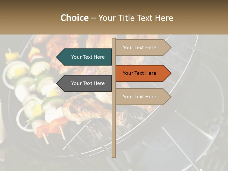 A Bbq Grill With Meat And Vegetables On It PowerPoint Template
