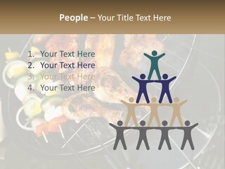 A Bbq Grill With Meat And Vegetables On It PowerPoint Template