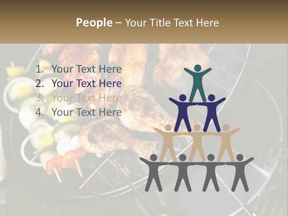 A Bbq Grill With Meat And Vegetables On It PowerPoint Template