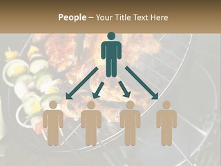 A Bbq Grill With Meat And Vegetables On It PowerPoint Template