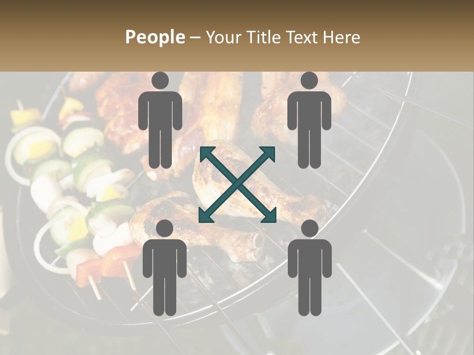 A Bbq Grill With Meat And Vegetables On It PowerPoint Template