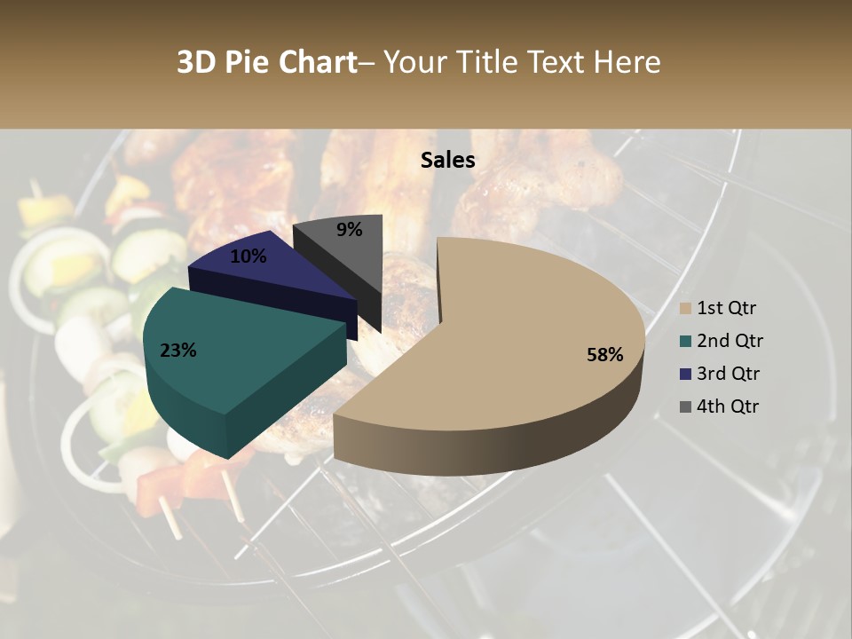 A Bbq Grill With Meat And Vegetables On It PowerPoint Template