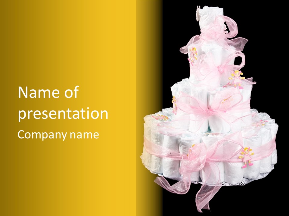 A Large Stack Of Diapers On A Black And Yellow Background PowerPoint Template
