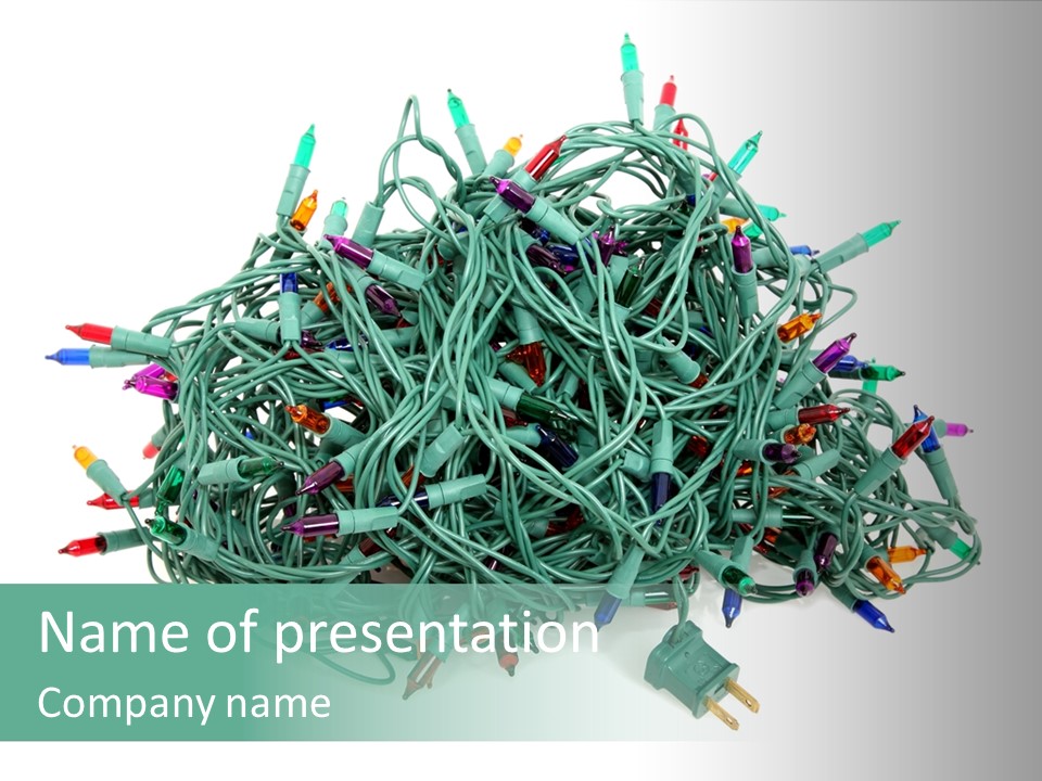 A Pile Of Christmas Lights On A White Background PowerPoint Template
