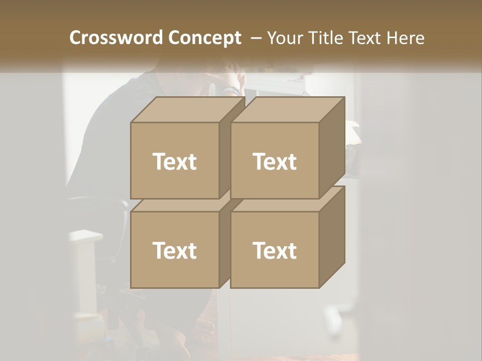 A Man Sitting At A Desk In Front Of A Laptop Computer PowerPoint Template