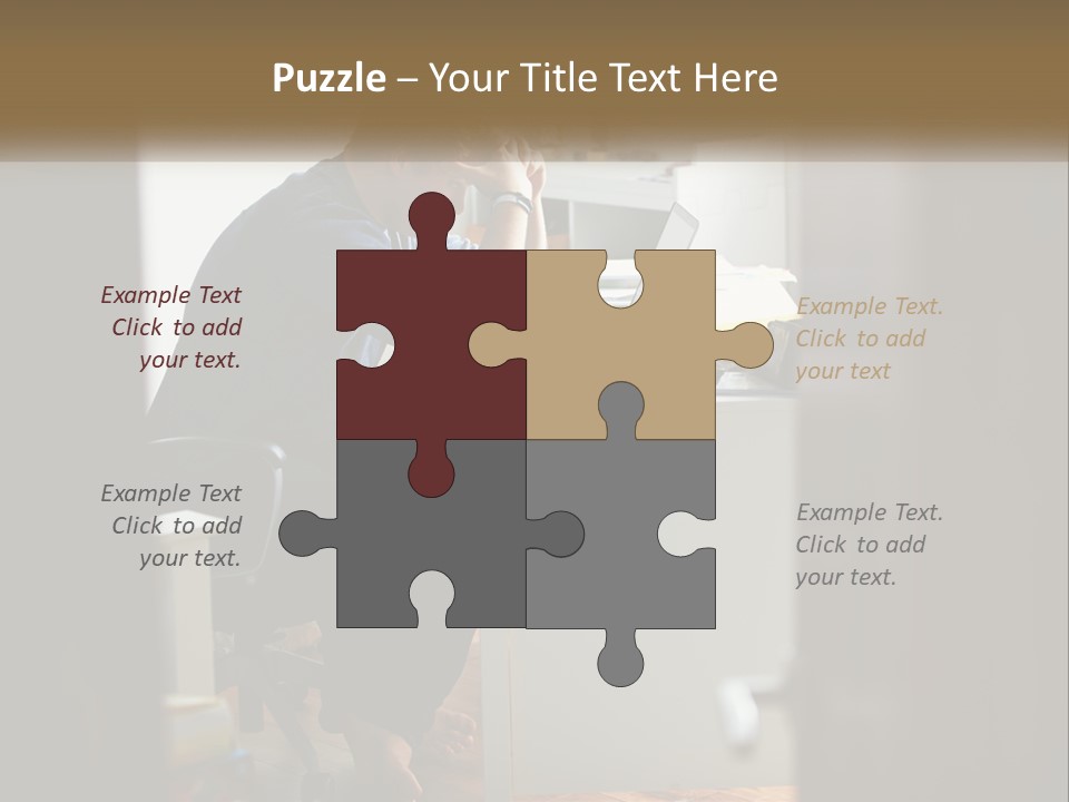 A Man Sitting At A Desk In Front Of A Laptop Computer PowerPoint Template