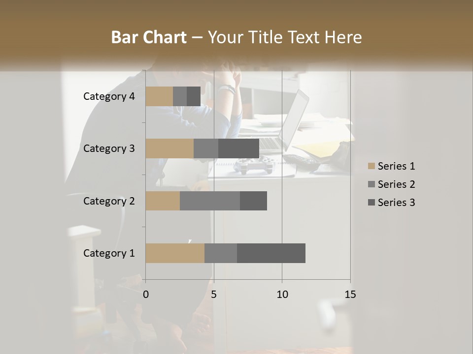 A Man Sitting At A Desk In Front Of A Laptop Computer PowerPoint Template