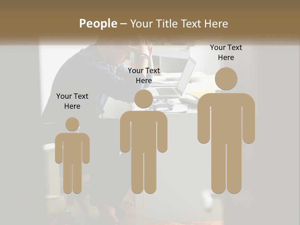 A Man Sitting At A Desk In Front Of A Laptop Computer PowerPoint Template