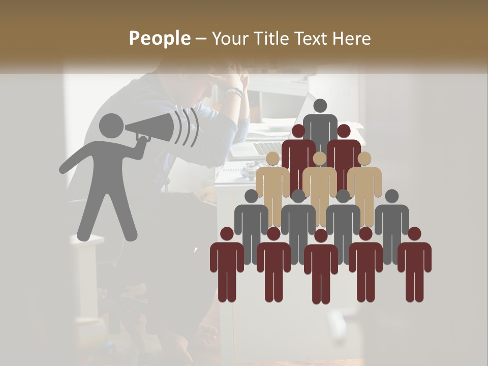 A Man Sitting At A Desk In Front Of A Laptop Computer PowerPoint Template