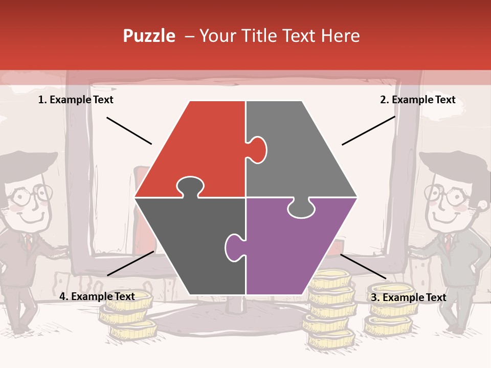 A Cartoon Of Two Men Standing In Front Of A Computer Screen With Stacks Of Coins PowerPoint Template