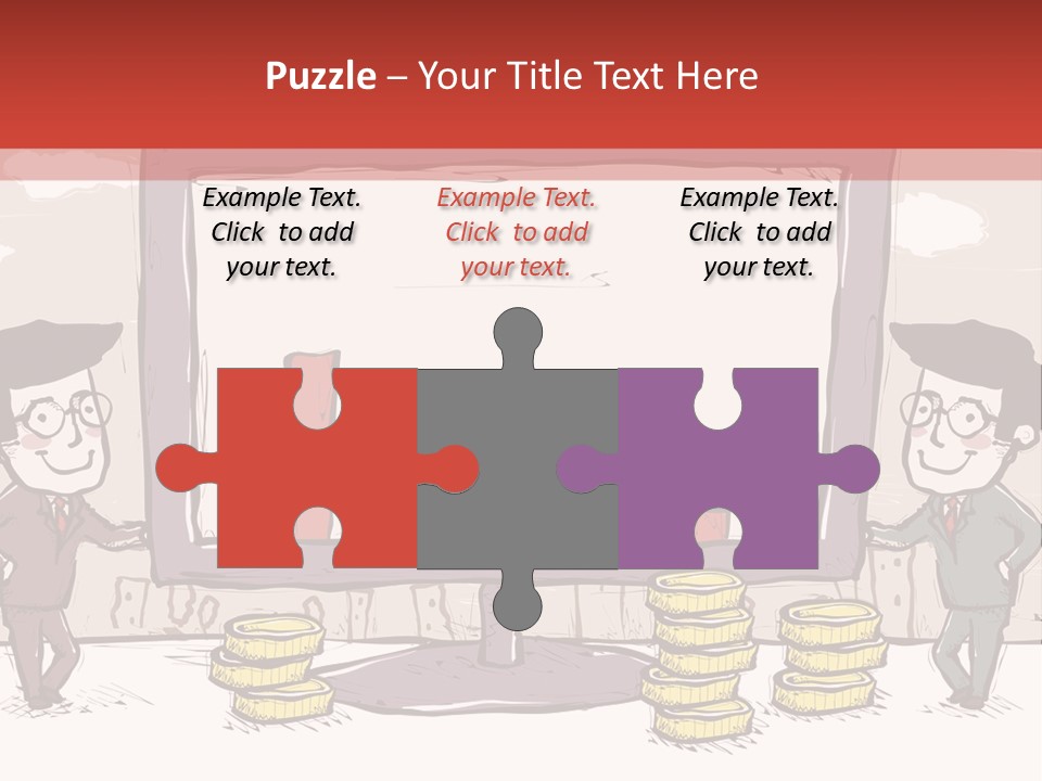 A Cartoon Of Two Men Standing In Front Of A Computer Screen With Stacks Of Coins PowerPoint Template