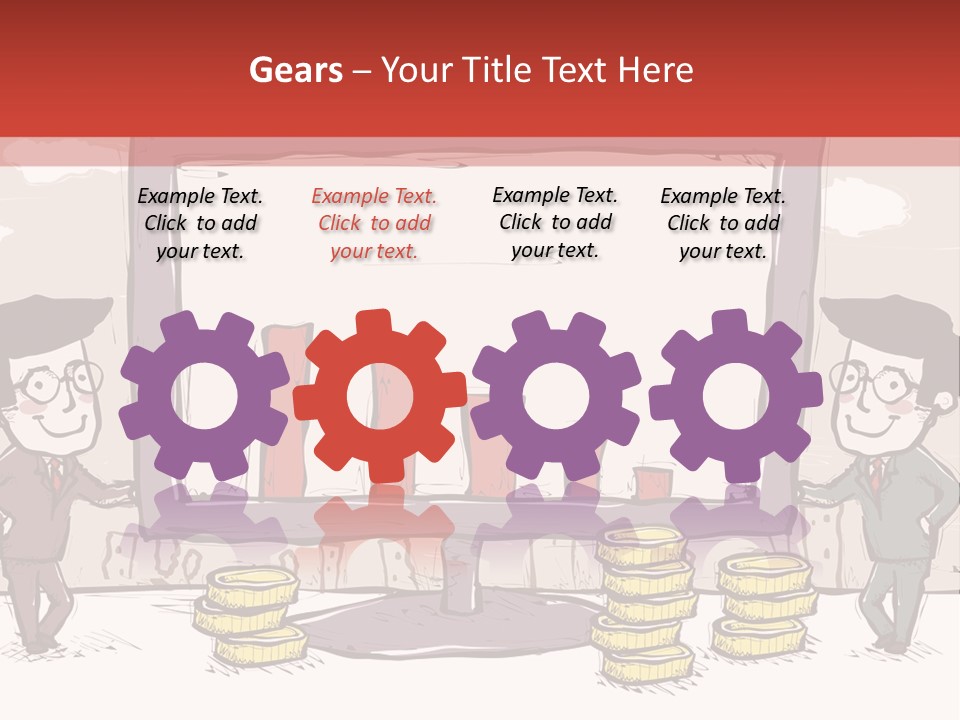A Cartoon Of Two Men Standing In Front Of A Computer Screen With Stacks Of Coins PowerPoint Template