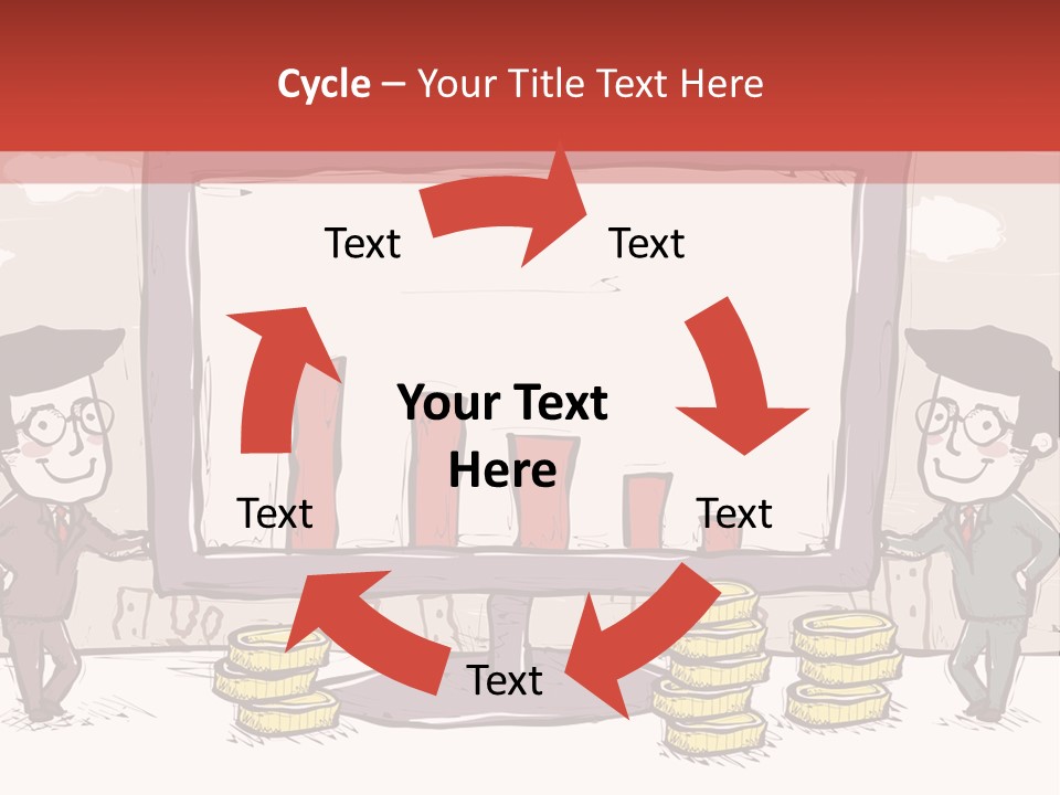 A Cartoon Of Two Men Standing In Front Of A Computer Screen With Stacks Of Coins PowerPoint Template