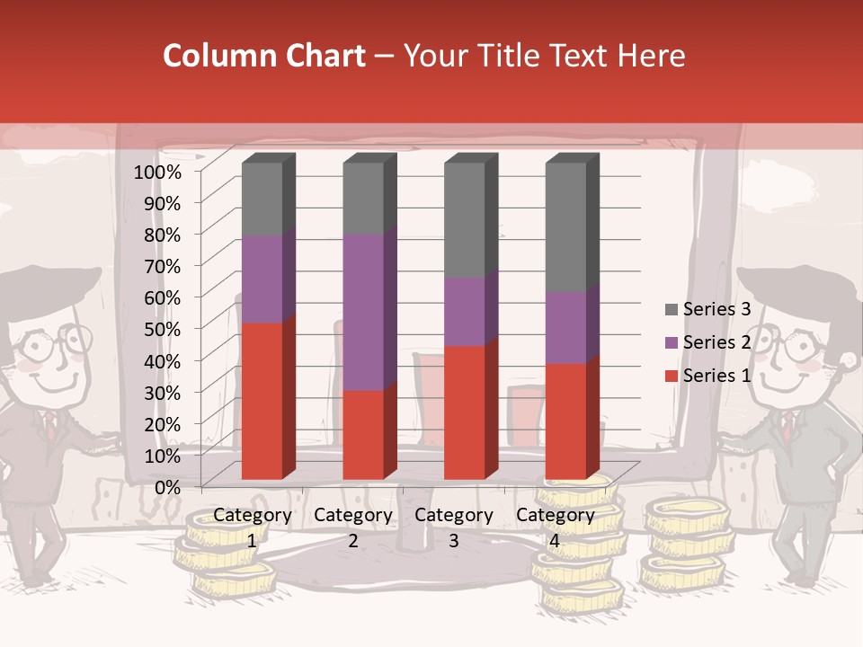 A Cartoon Of Two Men Standing In Front Of A Computer Screen With Stacks Of Coins PowerPoint Template