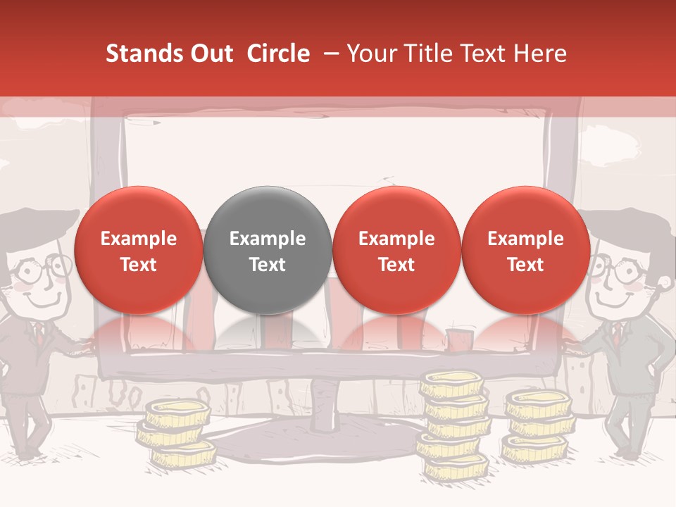 A Cartoon Of Two Men Standing In Front Of A Computer Screen With Stacks Of Coins PowerPoint Template