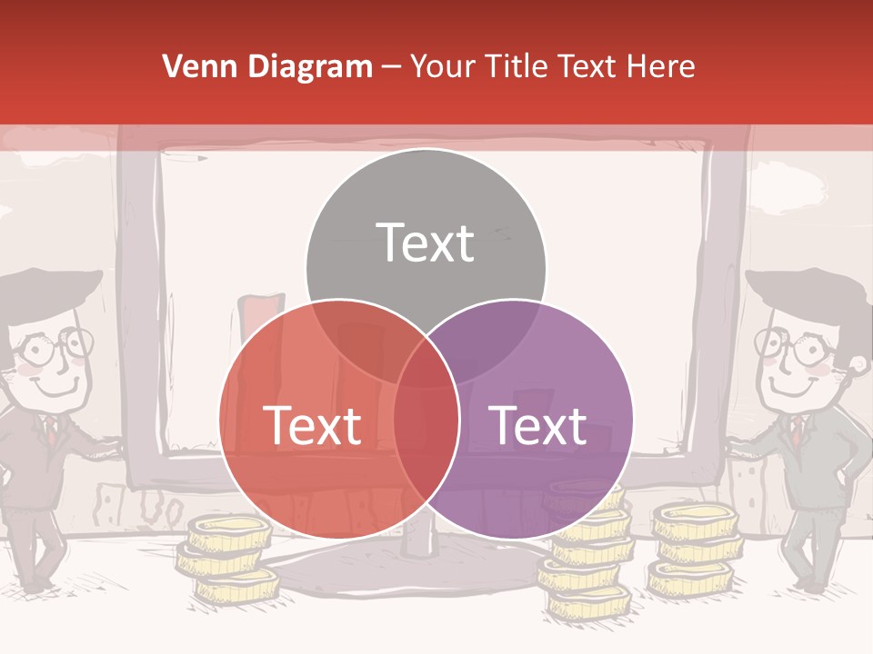 A Cartoon Of Two Men Standing In Front Of A Computer Screen With Stacks Of Coins PowerPoint Template