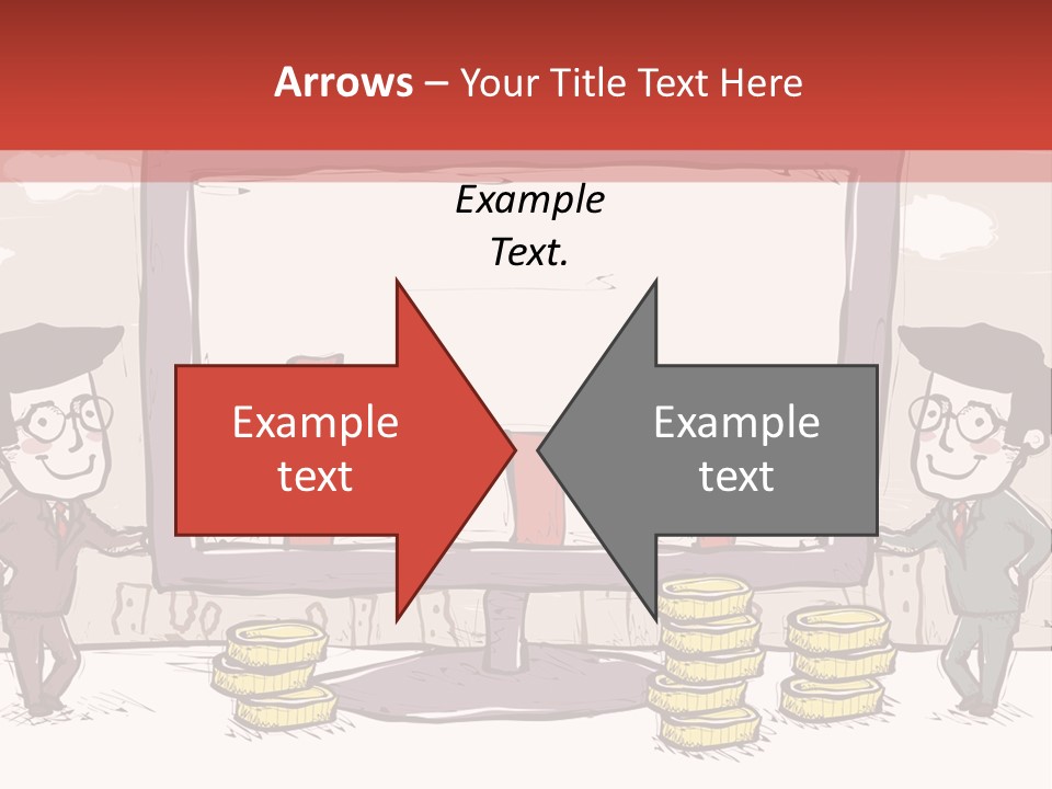 A Cartoon Of Two Men Standing In Front Of A Computer Screen With Stacks Of Coins PowerPoint Template