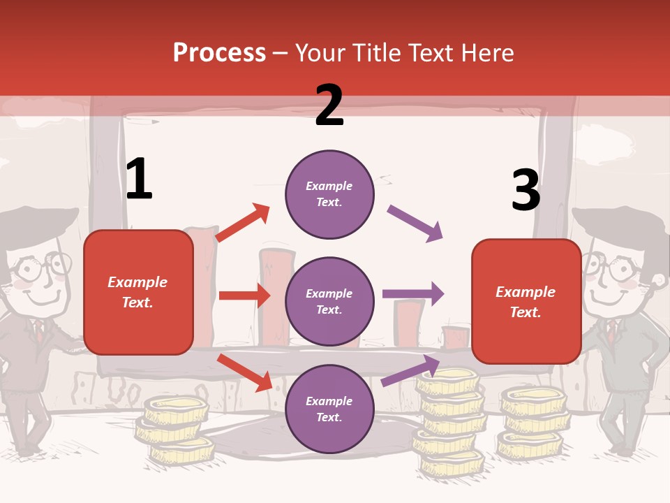 A Cartoon Of Two Men Standing In Front Of A Computer Screen With Stacks Of Coins PowerPoint Template