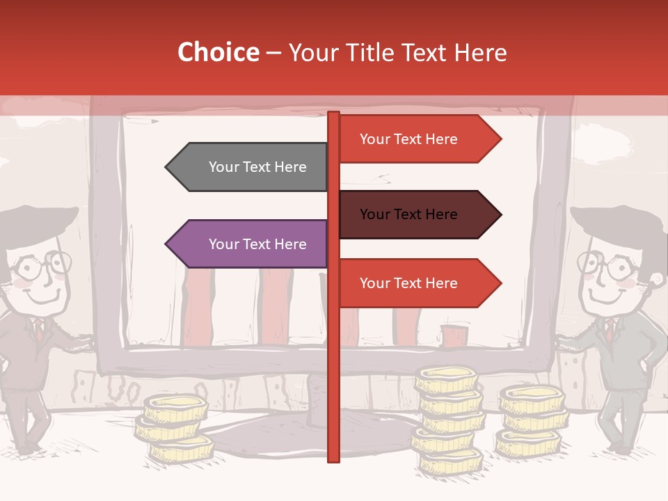 A Cartoon Of Two Men Standing In Front Of A Computer Screen With Stacks Of Coins PowerPoint Template