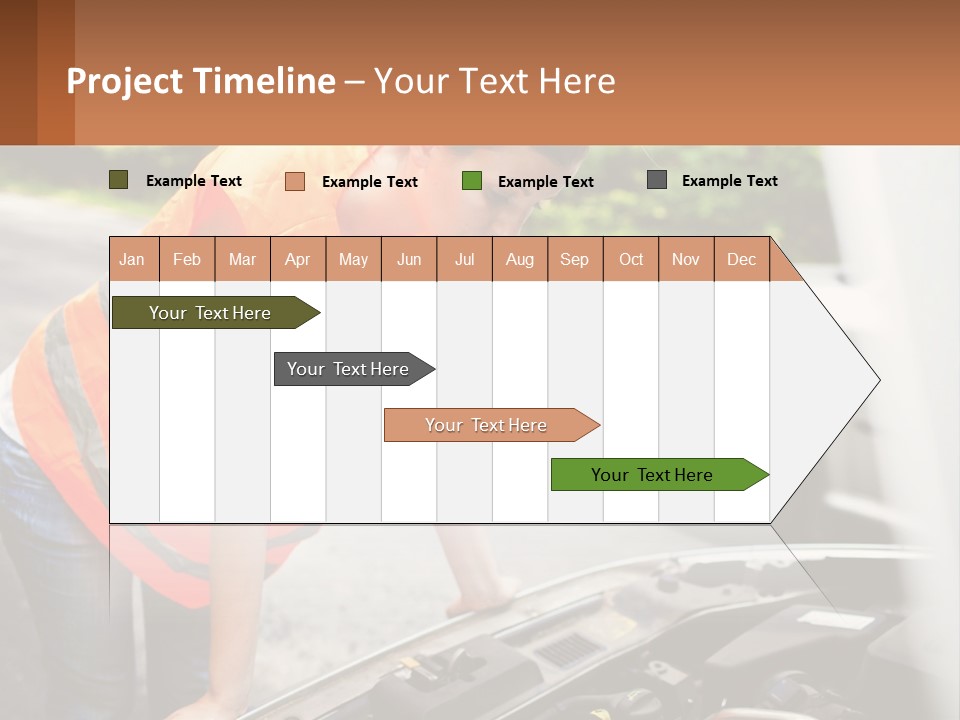 A Woman In An Orange Vest Working On A Car Engine PowerPoint Template