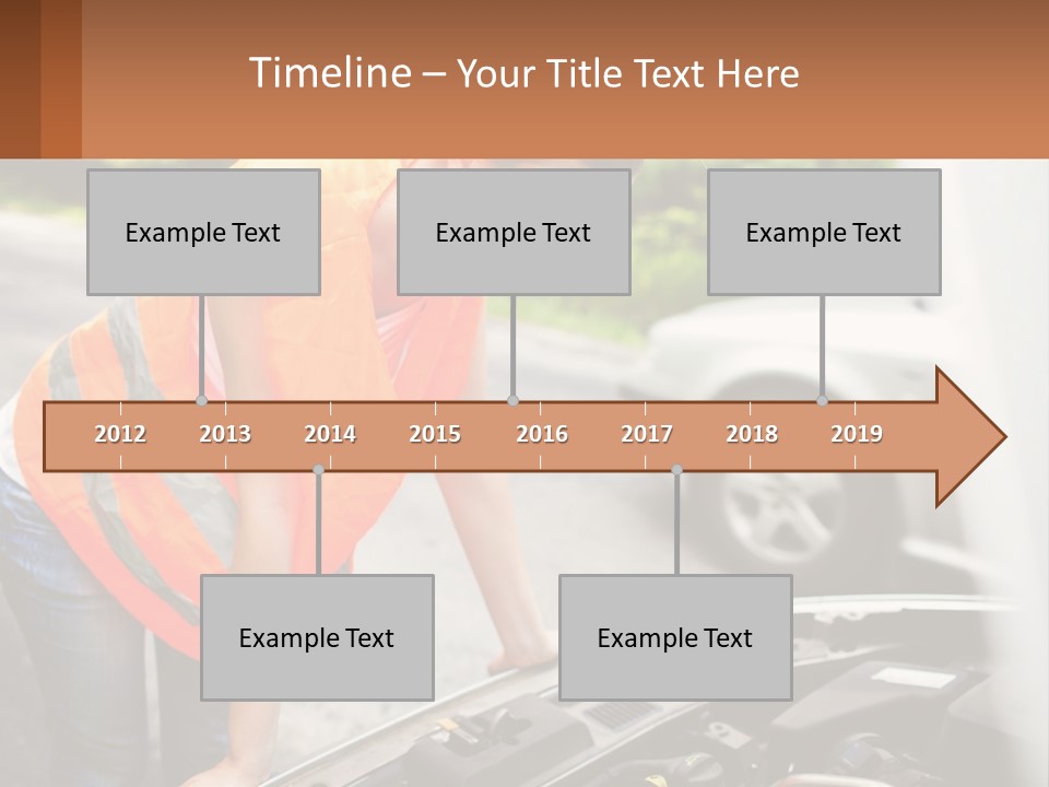 A Woman In An Orange Vest Working On A Car Engine PowerPoint Template