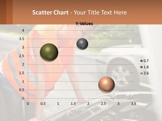 A Woman In An Orange Vest Working On A Car Engine PowerPoint Template