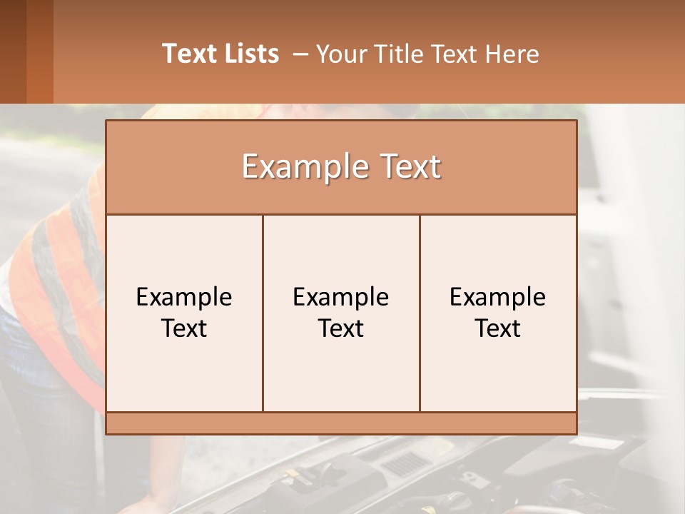 A Woman In An Orange Vest Working On A Car Engine PowerPoint Template