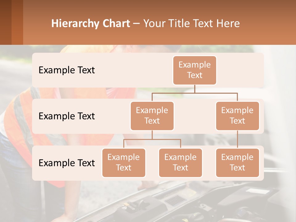 A Woman In An Orange Vest Working On A Car Engine PowerPoint Template