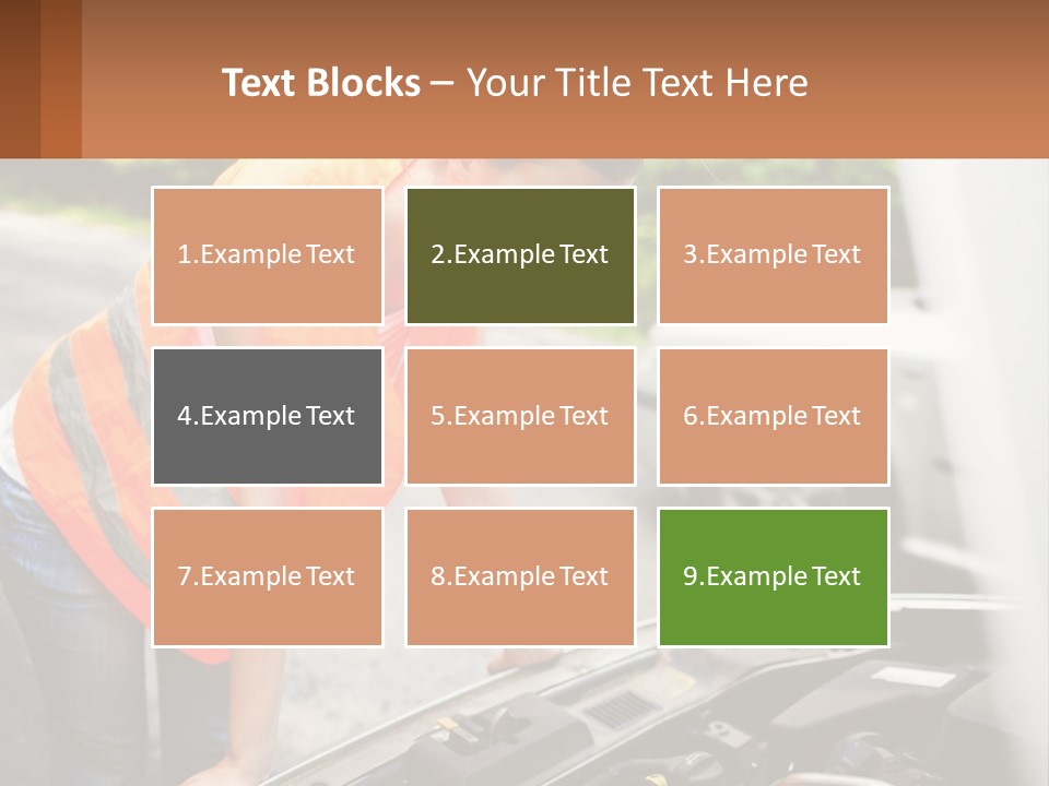 A Woman In An Orange Vest Working On A Car Engine PowerPoint Template