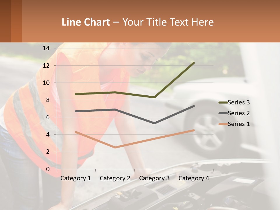 A Woman In An Orange Vest Working On A Car Engine PowerPoint Template