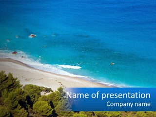 An Aerial View Of A Beach With Blue Water PowerPoint Template